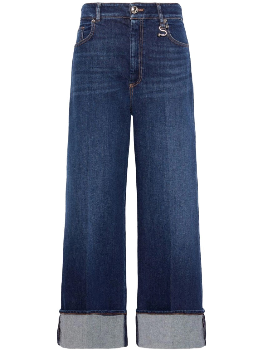 Sportmax Wide-Leg Cropped Denim Jeans With Cuffed Hem
