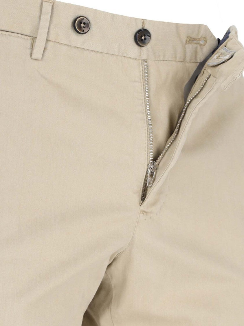 Pt Torino Superslim Fit Beige Cotton Chinos With Classic Pockets