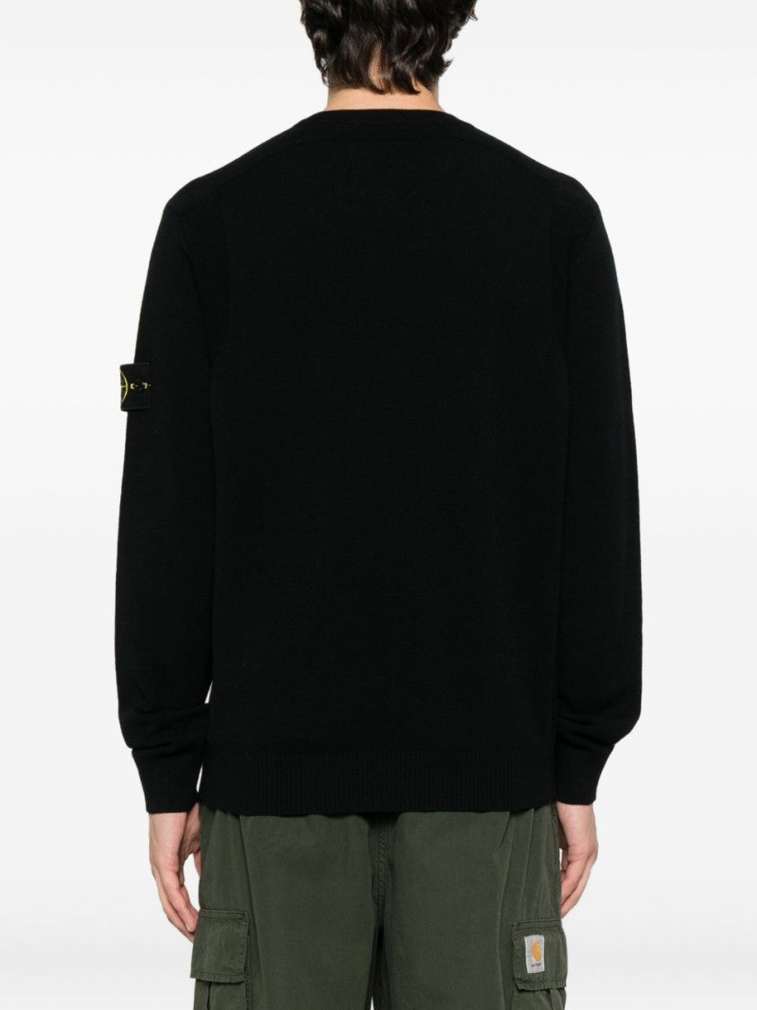 Stone Island Refined Crew Neck Black Knit Sweater