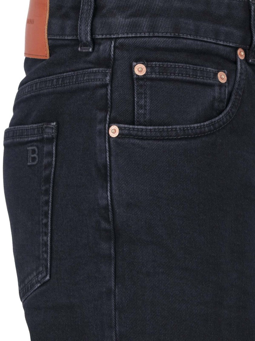 Balmain Blue Cotton Denim Flared Jeans