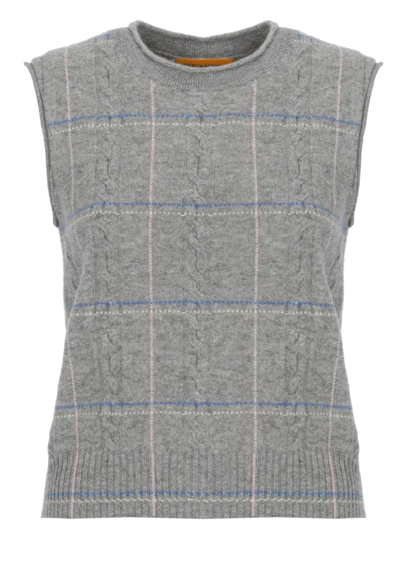 Guest In Residence Grey Check Woven Cashmere Vest