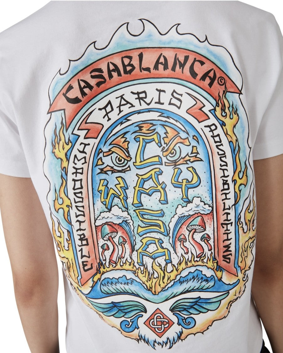 Casablanca White Graphic T-Shirt With Back Design