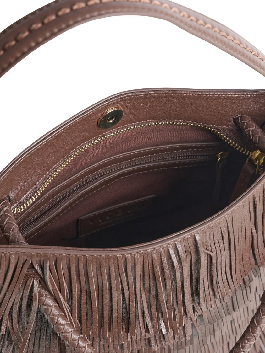 Visona` Nappa Layered Fringe Brown Handbag