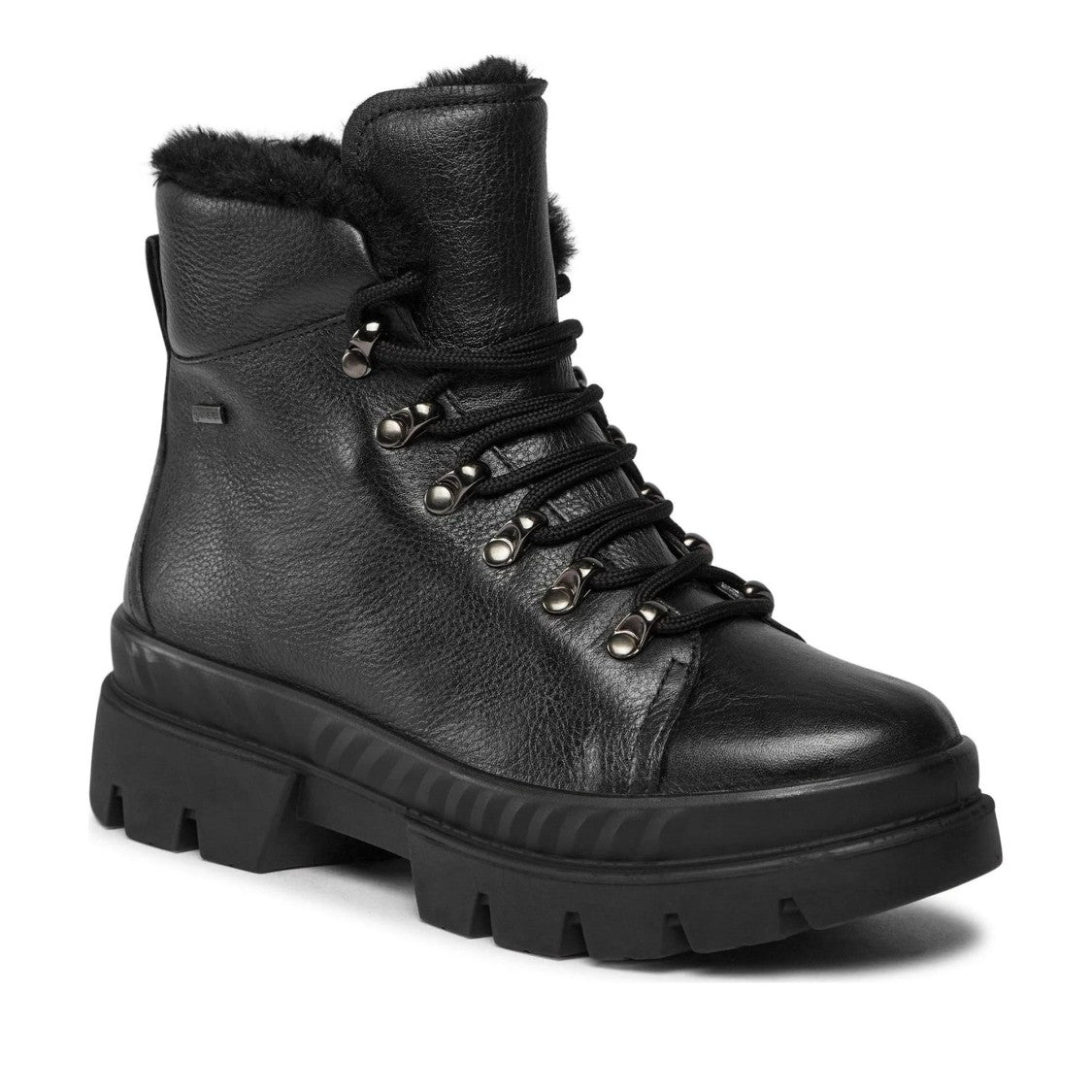 Ara Black Mood Insulated Lugged Sole Leather Ankle Boots