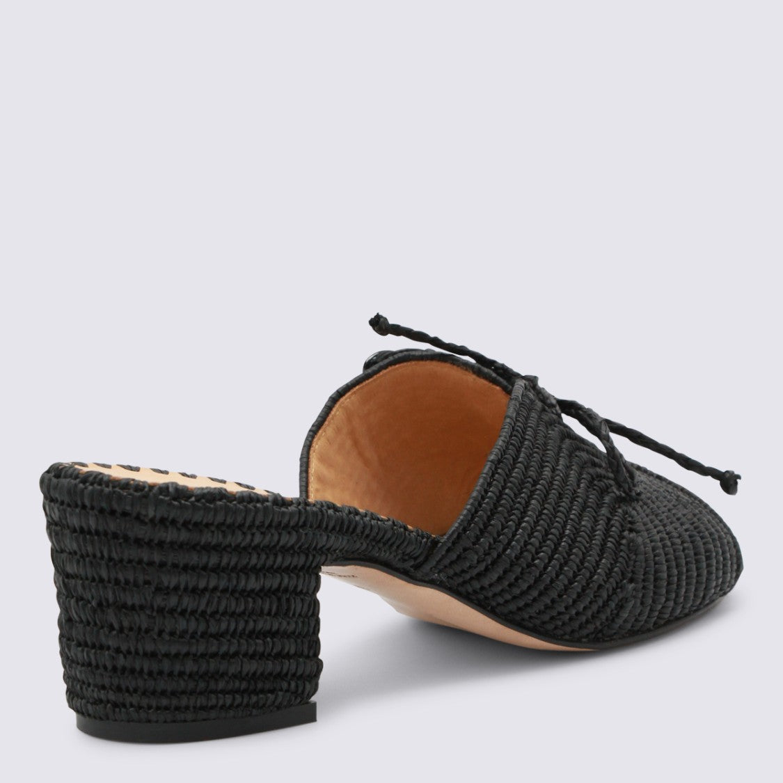 Odissi Woven Black Sandals With Braided Upper