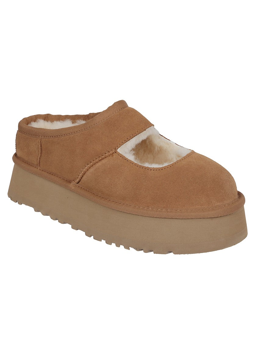 Ugg Suede Platform Sandals With Shearling Lining