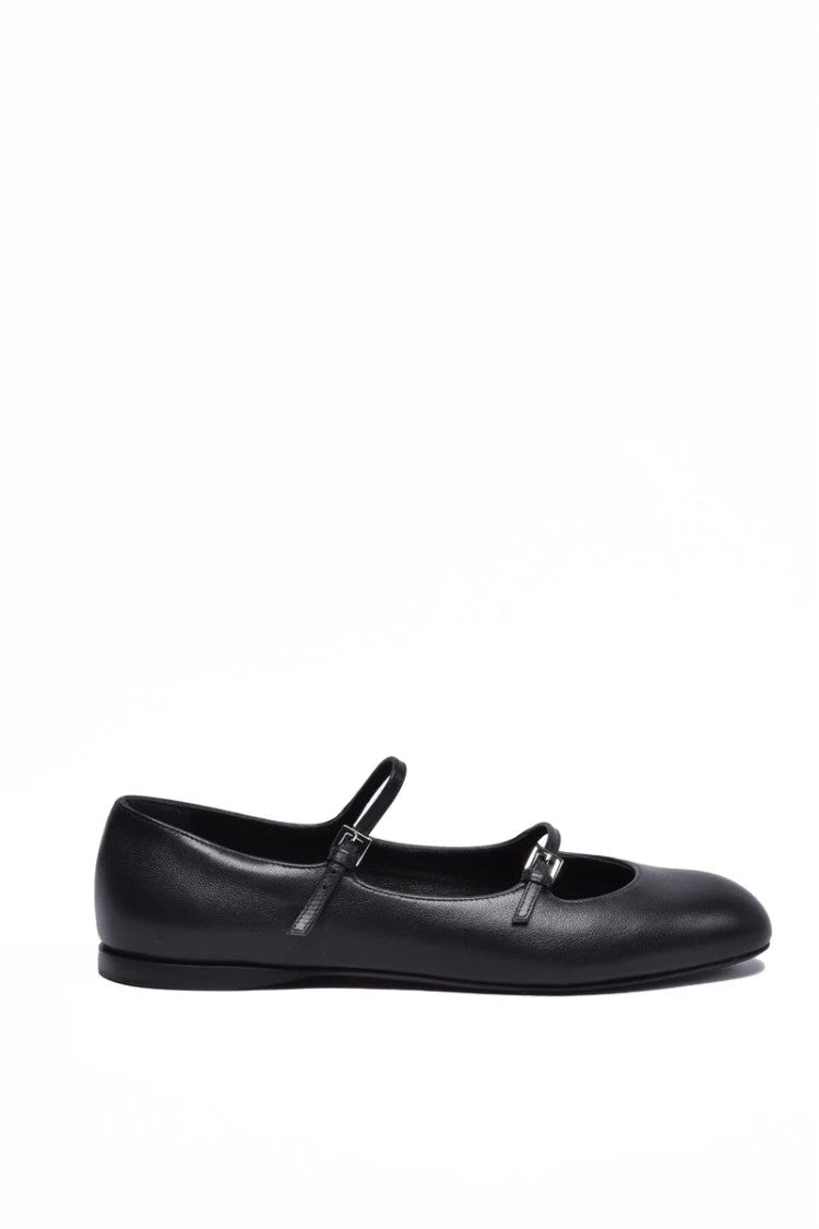 Max Mara Leather Ballerinas Rubber - Black