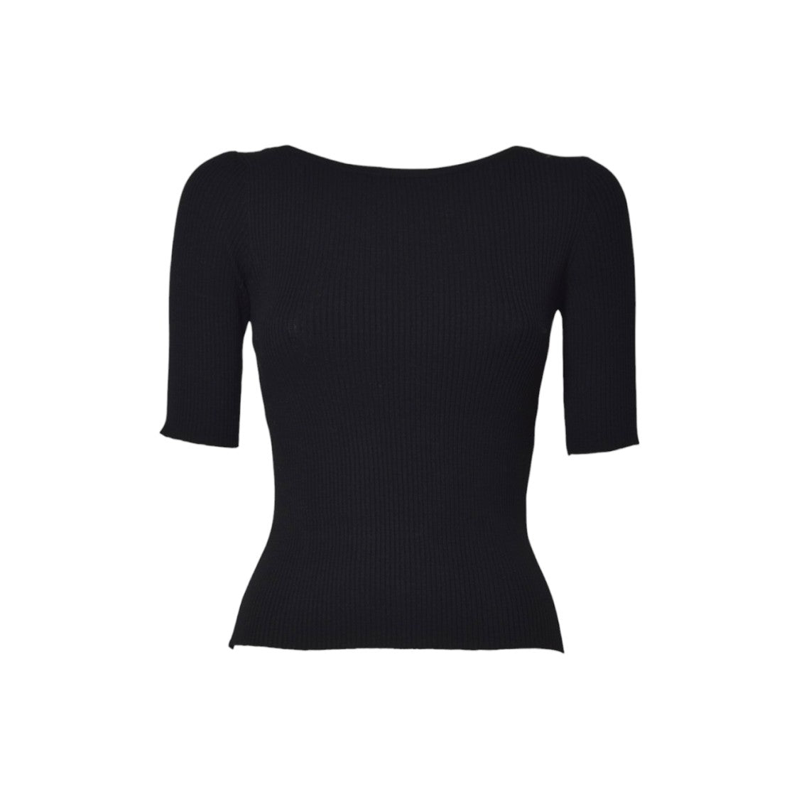 Max Mara Ribbed Fitted Top With Short Sleeves
