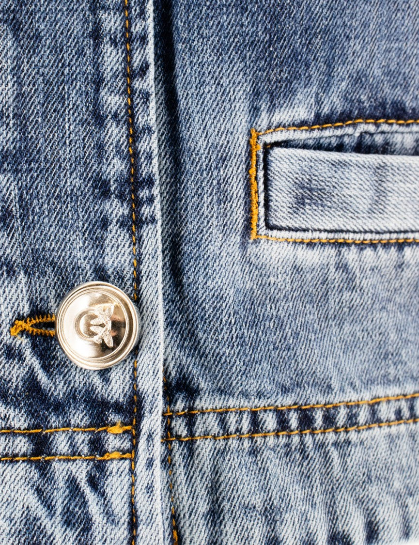Pinko Cropped Vintage Effect Denim Jacket