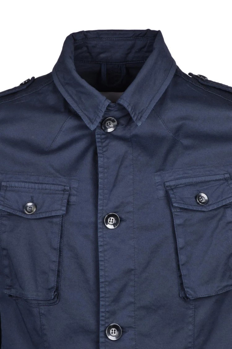 Officina 36 Men's Cotton Stretch Overcoat - Blue