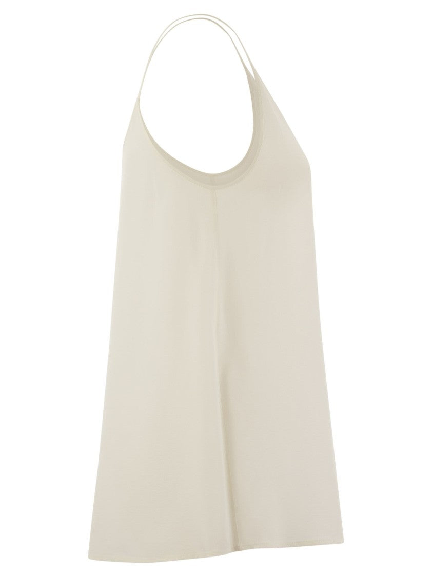 Antonelli Pure Silk Top With Loose Fit And U-Neckline