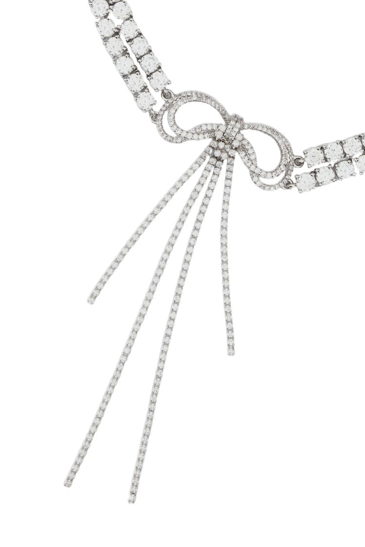 Self-Portrait Silver Double Strand Bow Choker