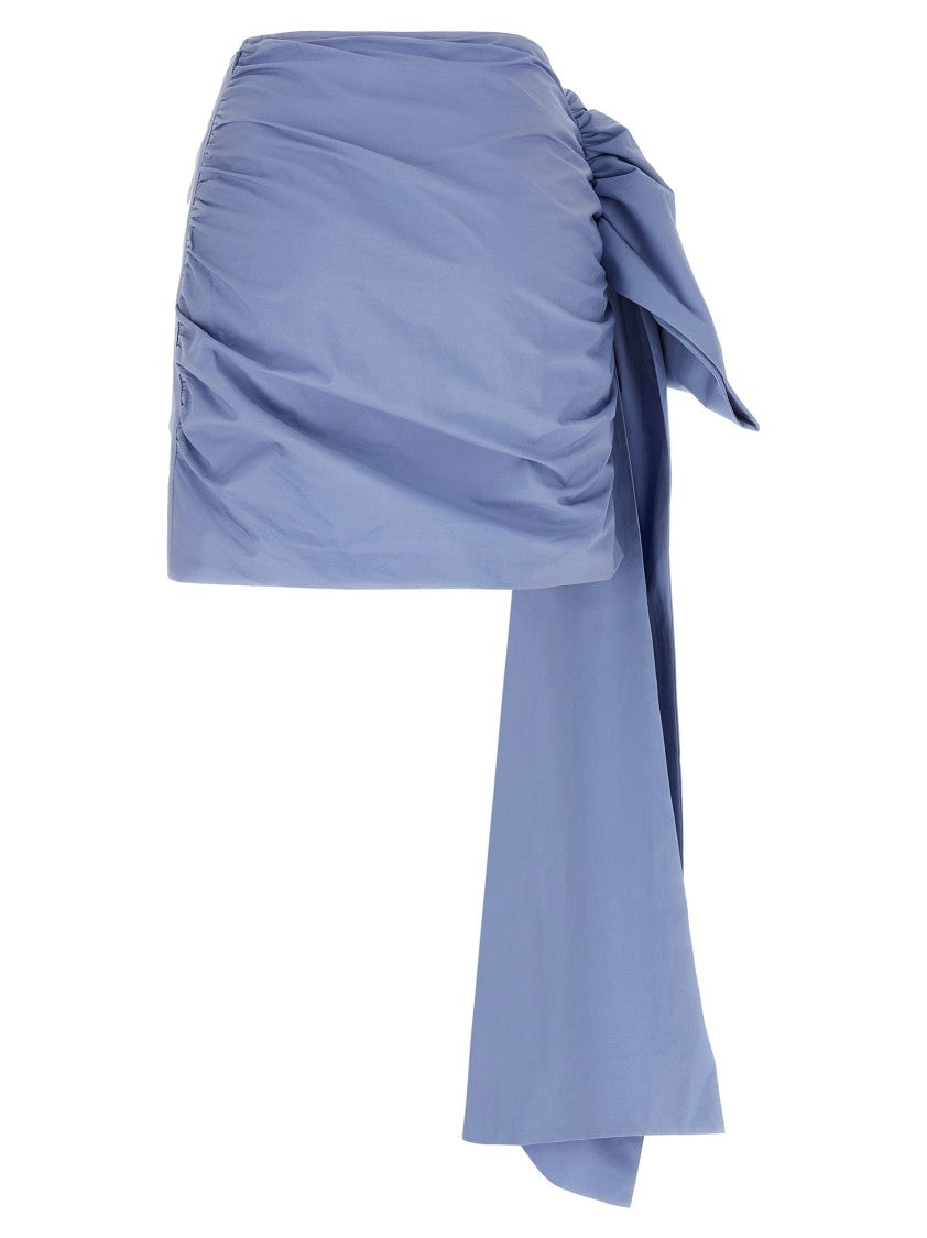 Self-Portrait 'Blue Cotton Tie Side Mini' Skirt