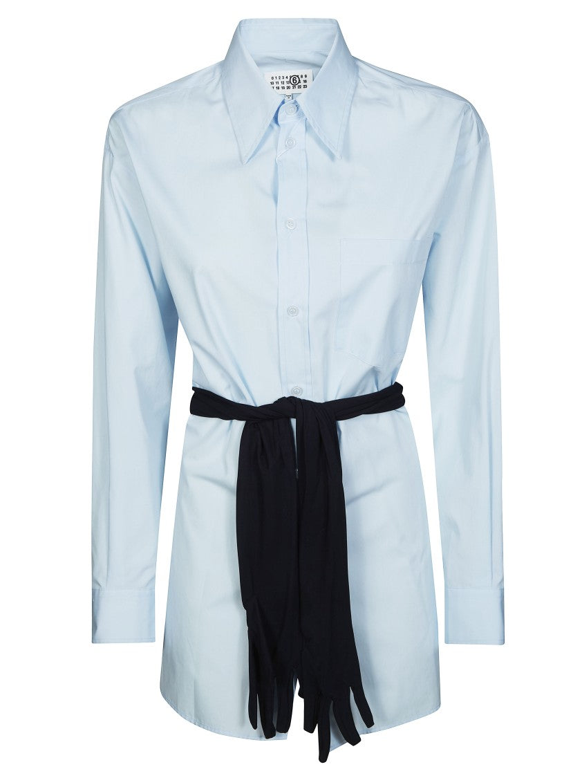 Mm6 By Maison Margiela Long Sleeved Contrast Belt Tailored Shirt