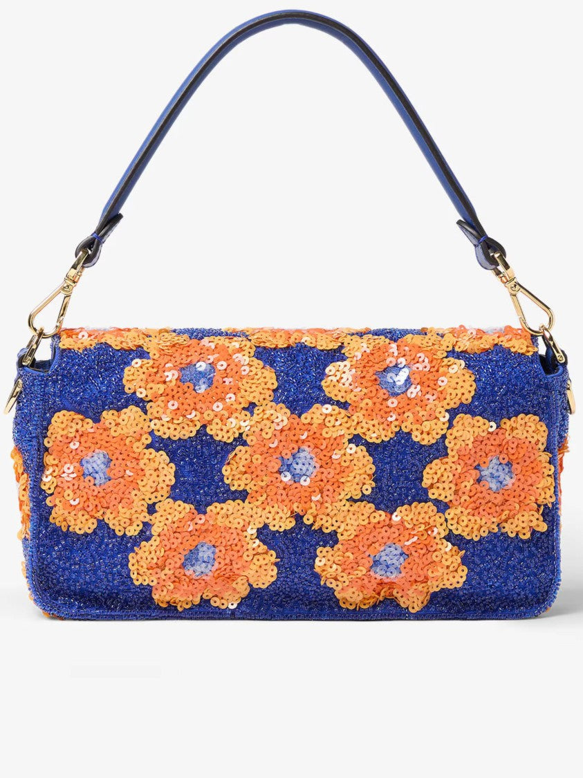 Fendi Floral Sequin Baguette Bag With Structured Handle