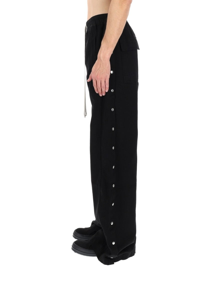 Drkshdw By Rick Owens Wide Pusher Black Cotton Snap Pants