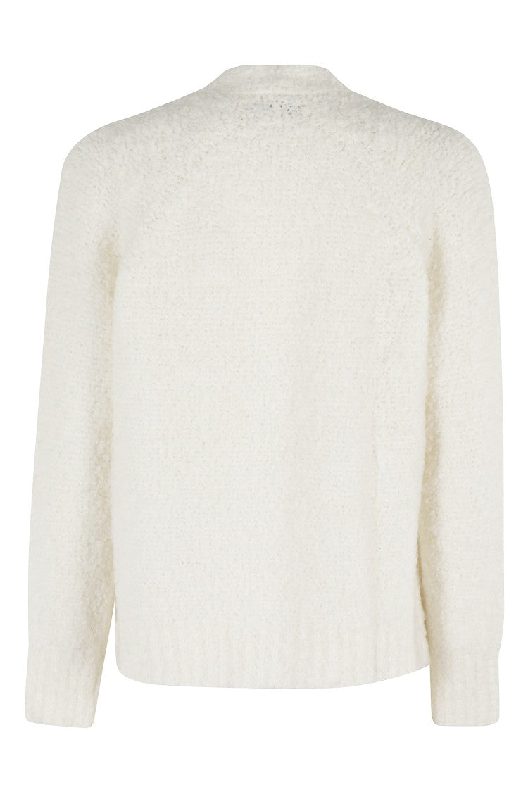Woolrich Boucle Cardigan With V-Neckline And Relaxed Fit