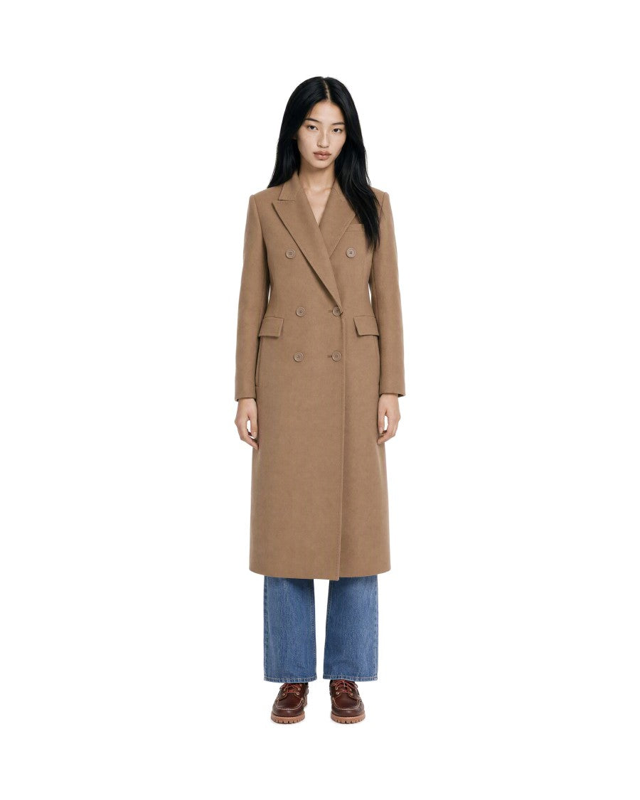 Max Mara Camel Virgin Wool Double-Breasted Long Coat