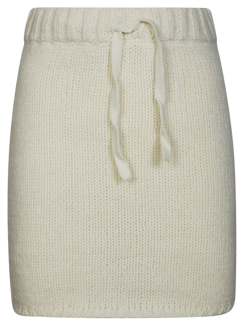 Fiorucci Knitted Mini Skirt With Ribbed Waistband And Embroidered Detail