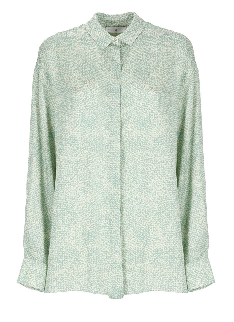 Pt Torino Aqua Green Viscose Shirt