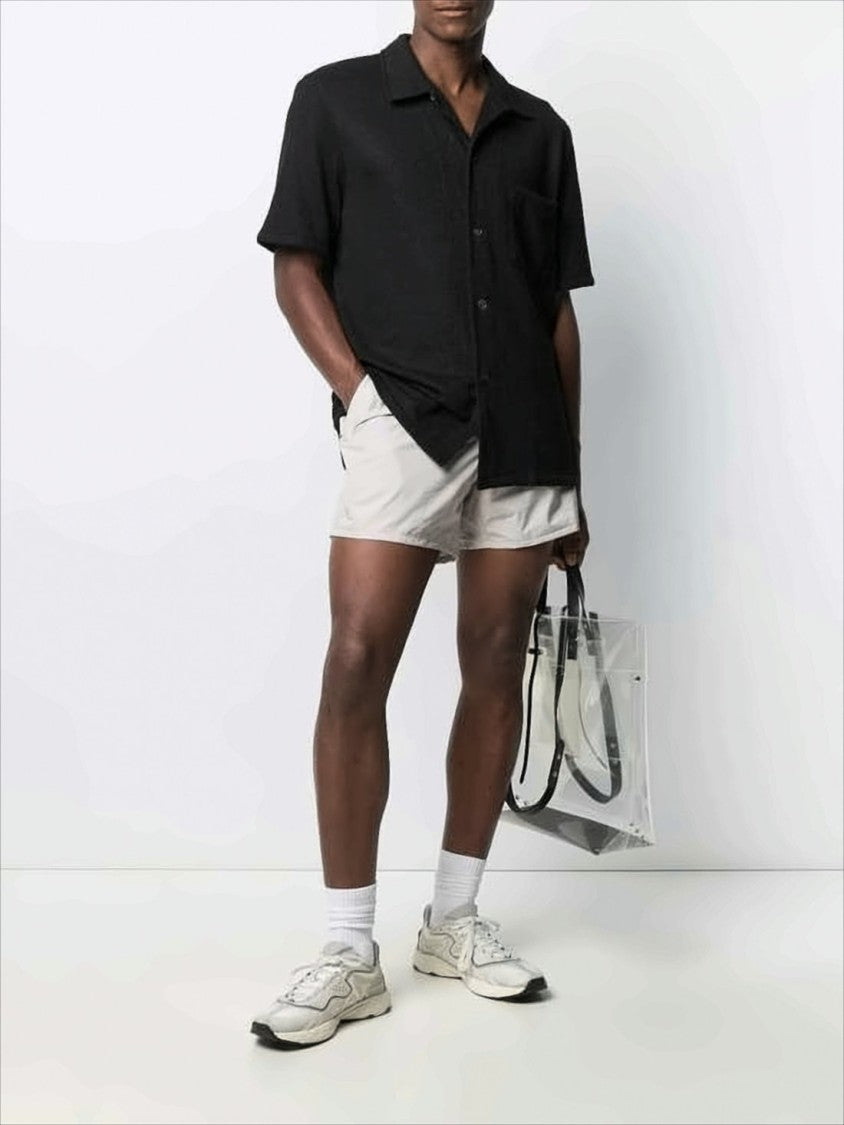 Our Legacy Textured Black Short-Sleeved Shirt With Classic Collar