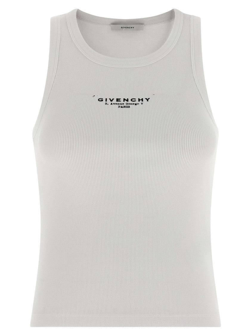 Givenchy Ribbed Cotton Sleeveless Top With Iconic Logo Print