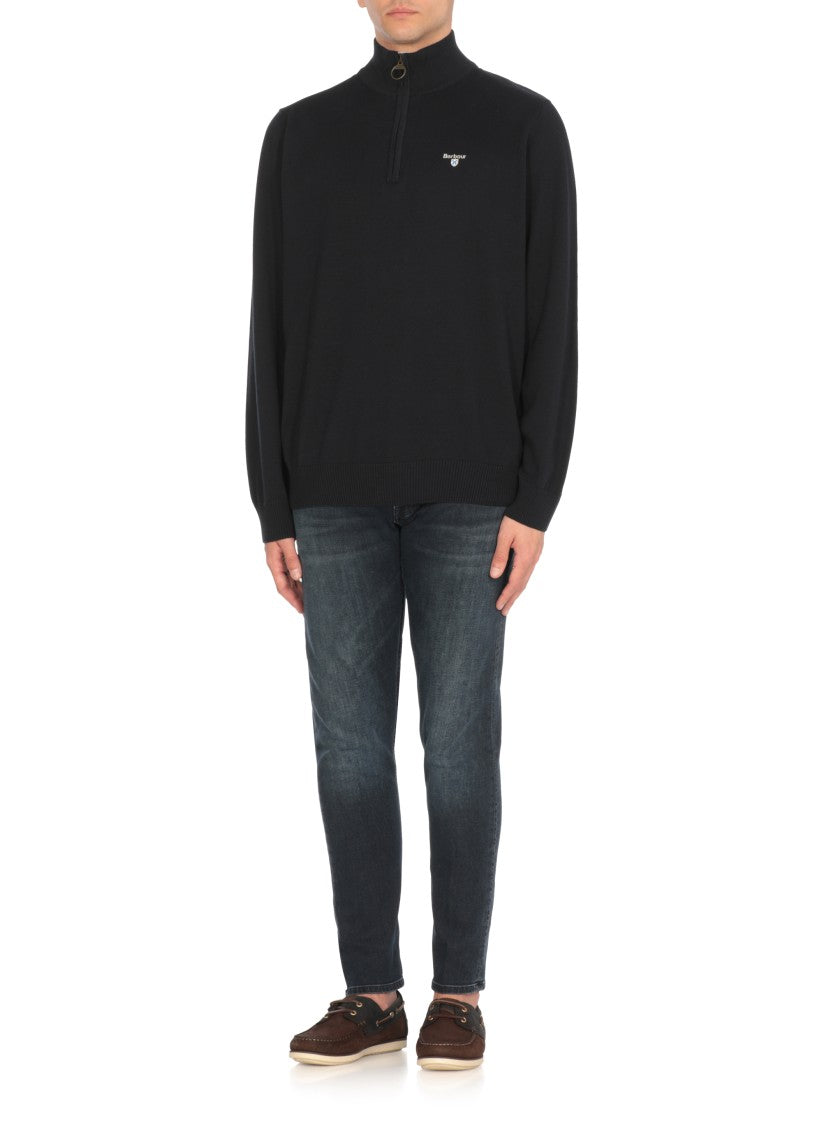 Barbour Blue Cotton Zip Round-Neck Shirt