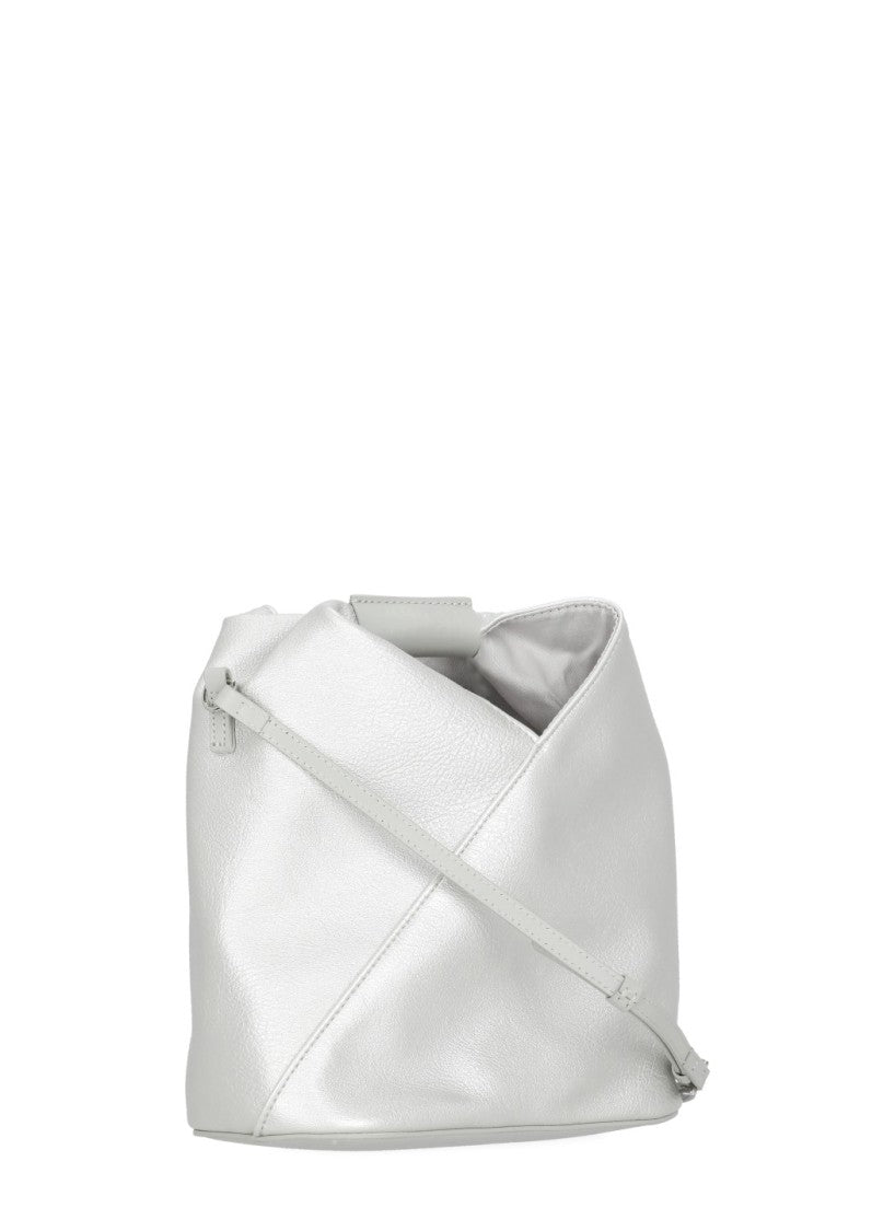 Mm6 By Maison Margiela Folded Silver Crossbody Bag With Adjustable Strap