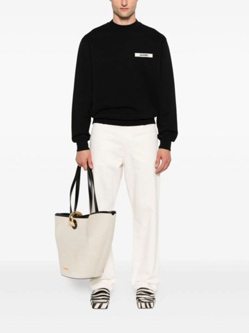 Jacquemus Black Cotton Minimalist Logo Sweatshirt