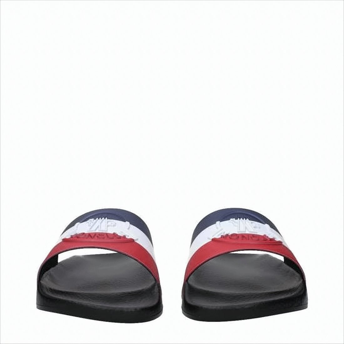 Moncler Textured Rubber Slides With Bold Striped Strap