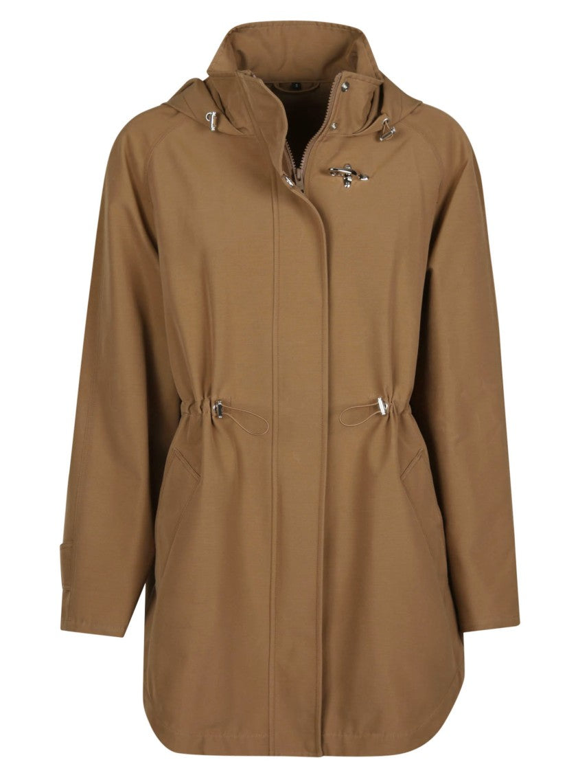 Fay Brown Gancio Relaxed Cotton Parka
