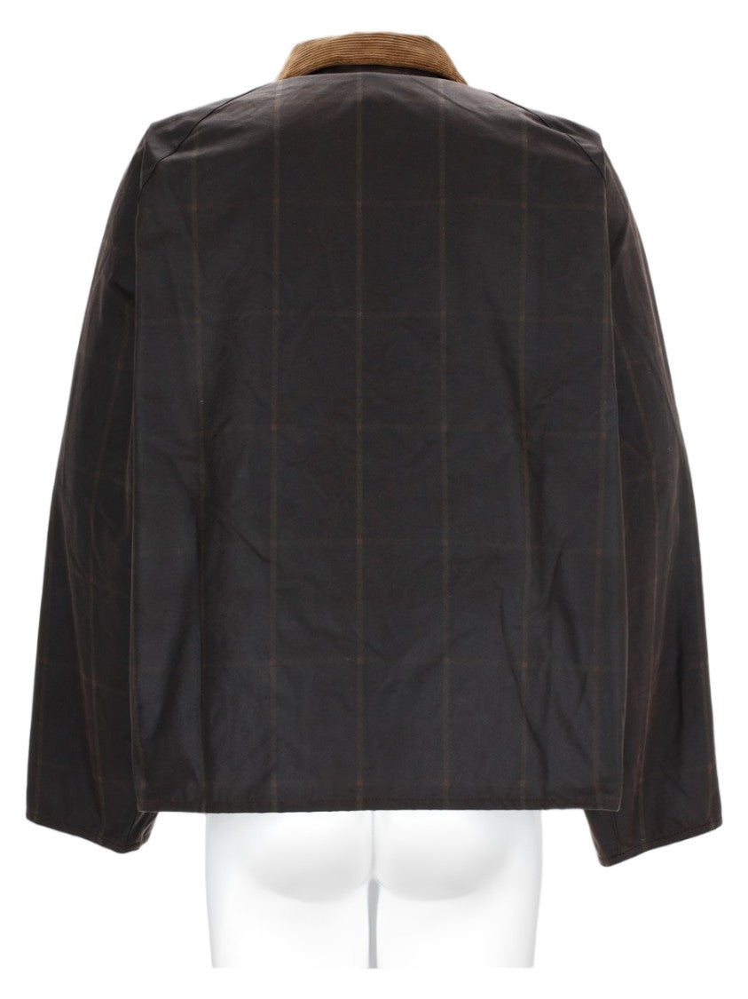 Barbour X Paul Smith Brown Check Pattern Corduroy Collar Waxed Cotton Jacket