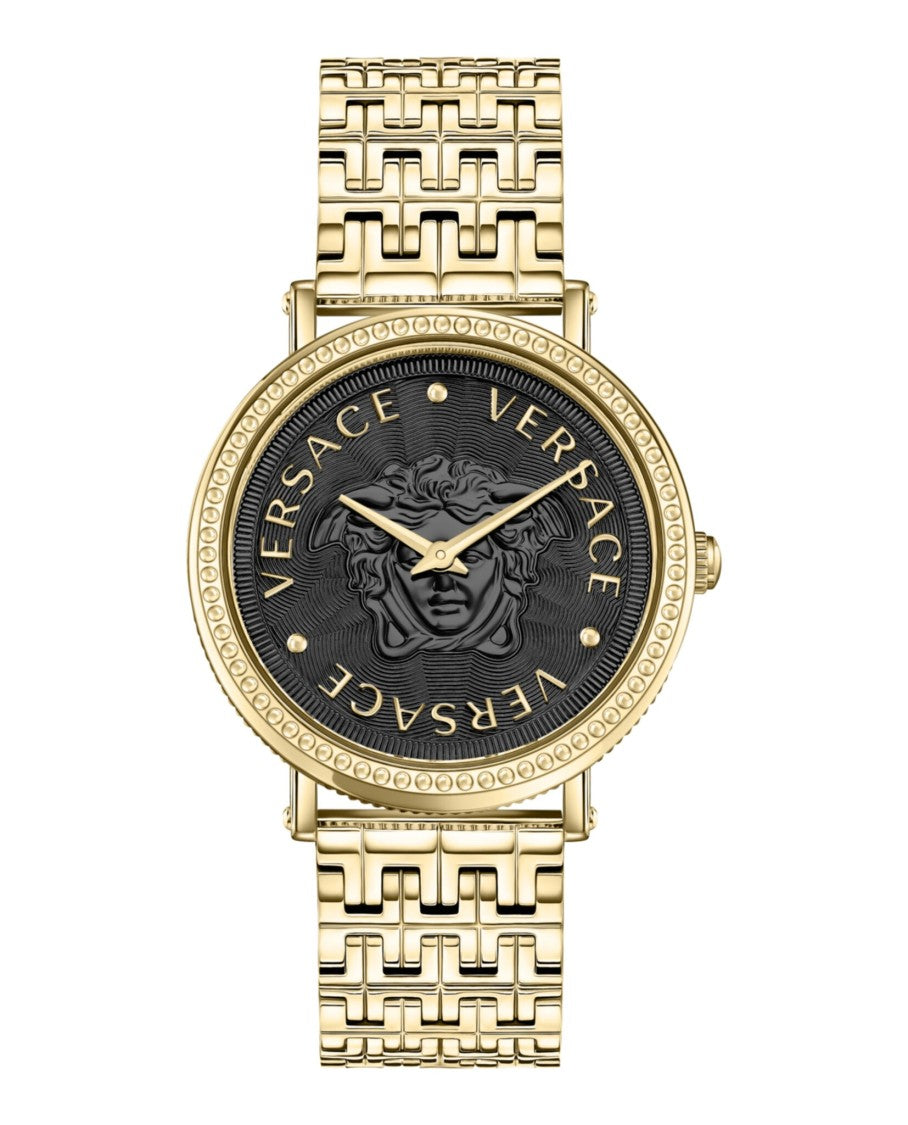 Versace V-Dollar Bracelet Watch With Black Guilloche Dial