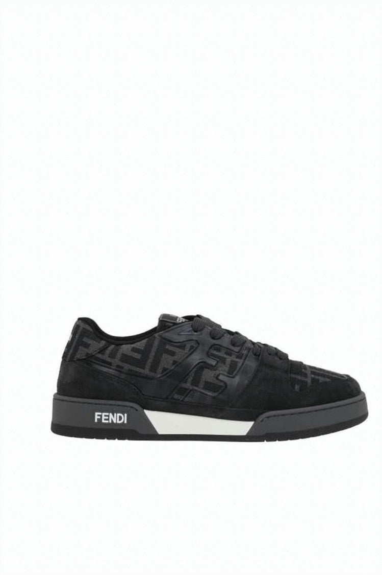 Fendi Calf Leather Low-Top Sneakers With Textured Overlay