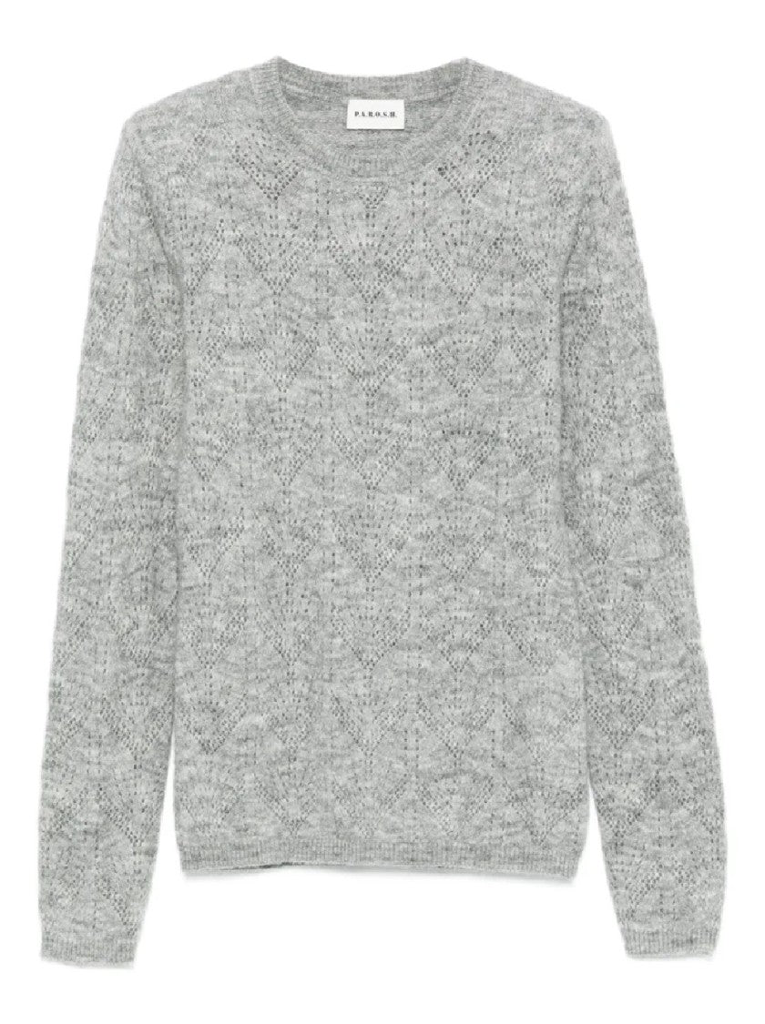 P.A.R.O.S.H. Long-Sleeved Knit Sweater With Intricate Lace Pattern