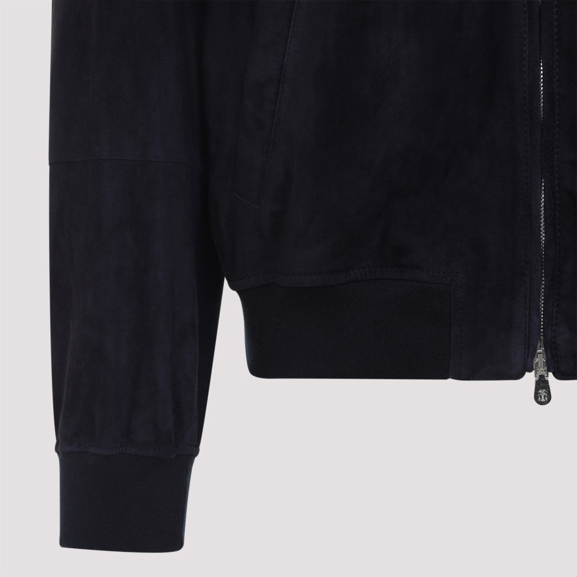 Brunello Cucinelli Blue Suede Leather Jacket