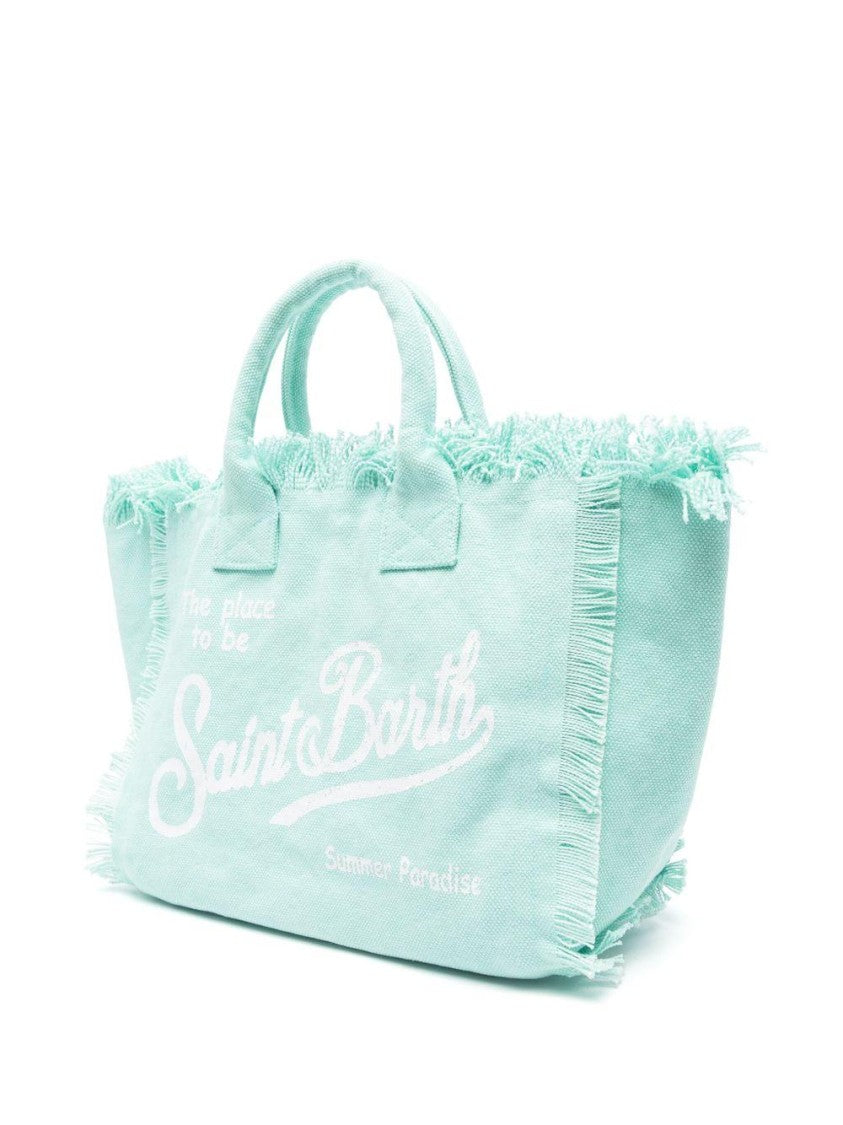 Mc2 Saint Barth Spacious Textured Fabric Tote Bag With Fringed Edges
