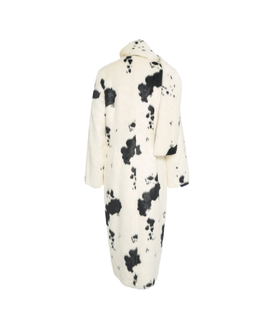 Stand Studio Long Faux Fur Coat With Double-Breasted Design