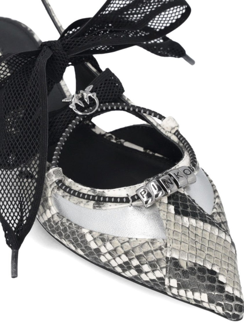 Pinko Pointed-Toe Slingback Sandals With Snakeskin Pattern