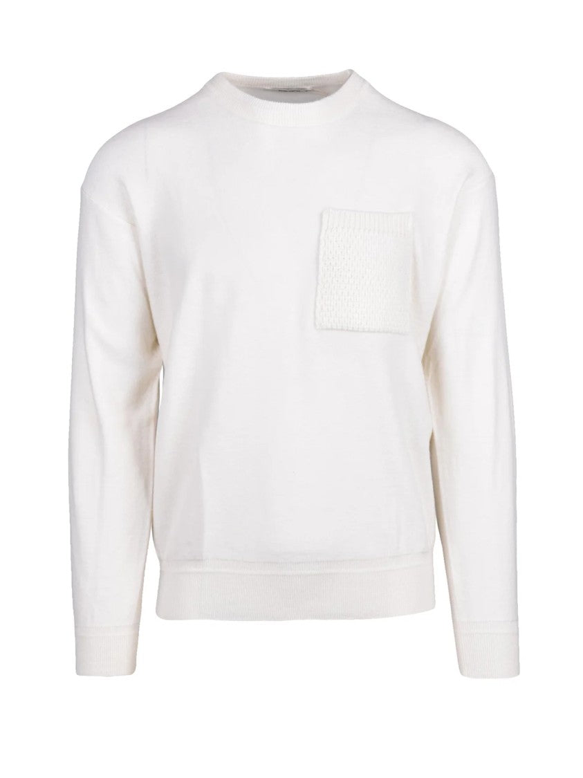 Kangra Crewneck Wool Pullover With Textured Knit Pocket
