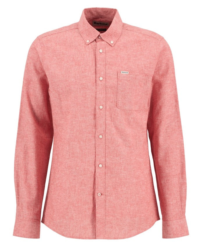 Barbour Long-Sleeve Textured Red Button-Up Shirt