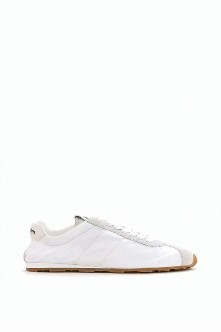 Miu Miu Low-Profile White Sneakers With Recycled Materials And Contrasting Sole