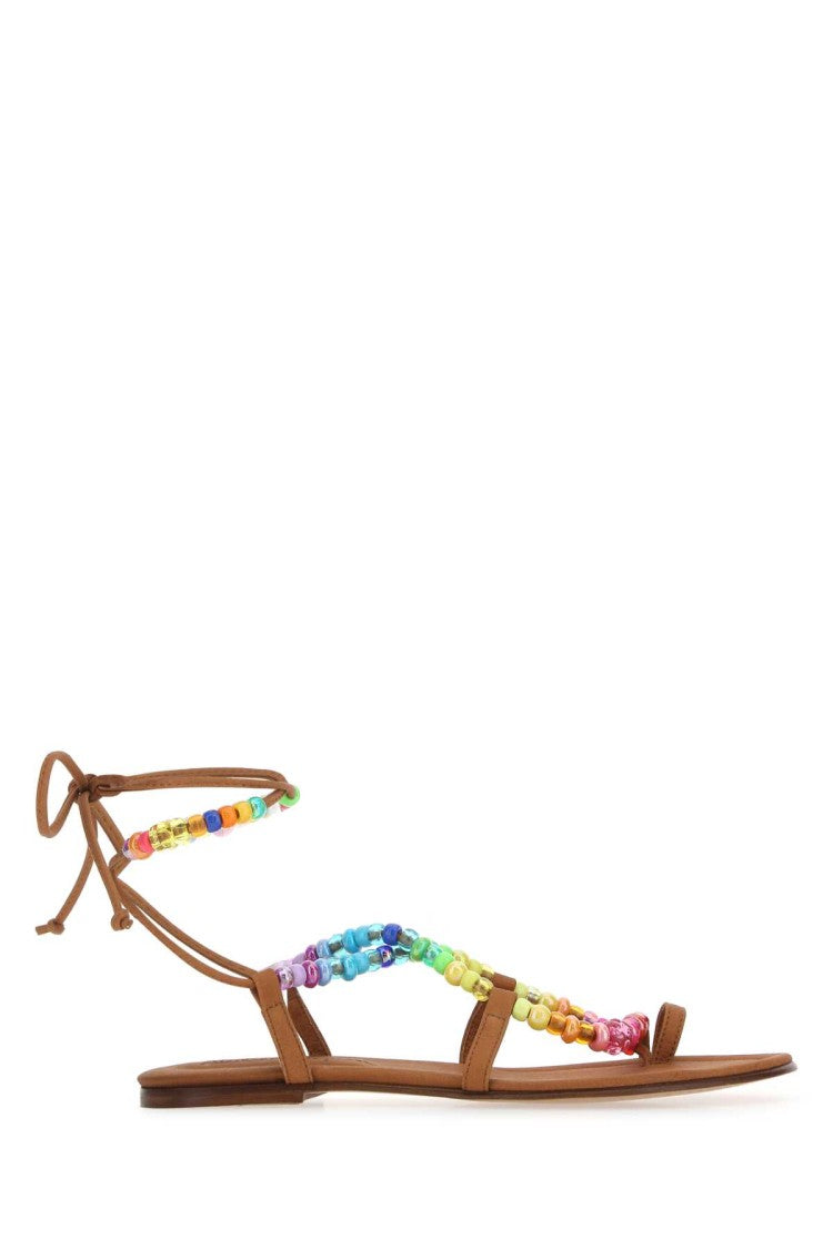 Alameda Turquesa Embellished Synthetic Leather Arco-Iris Sandals