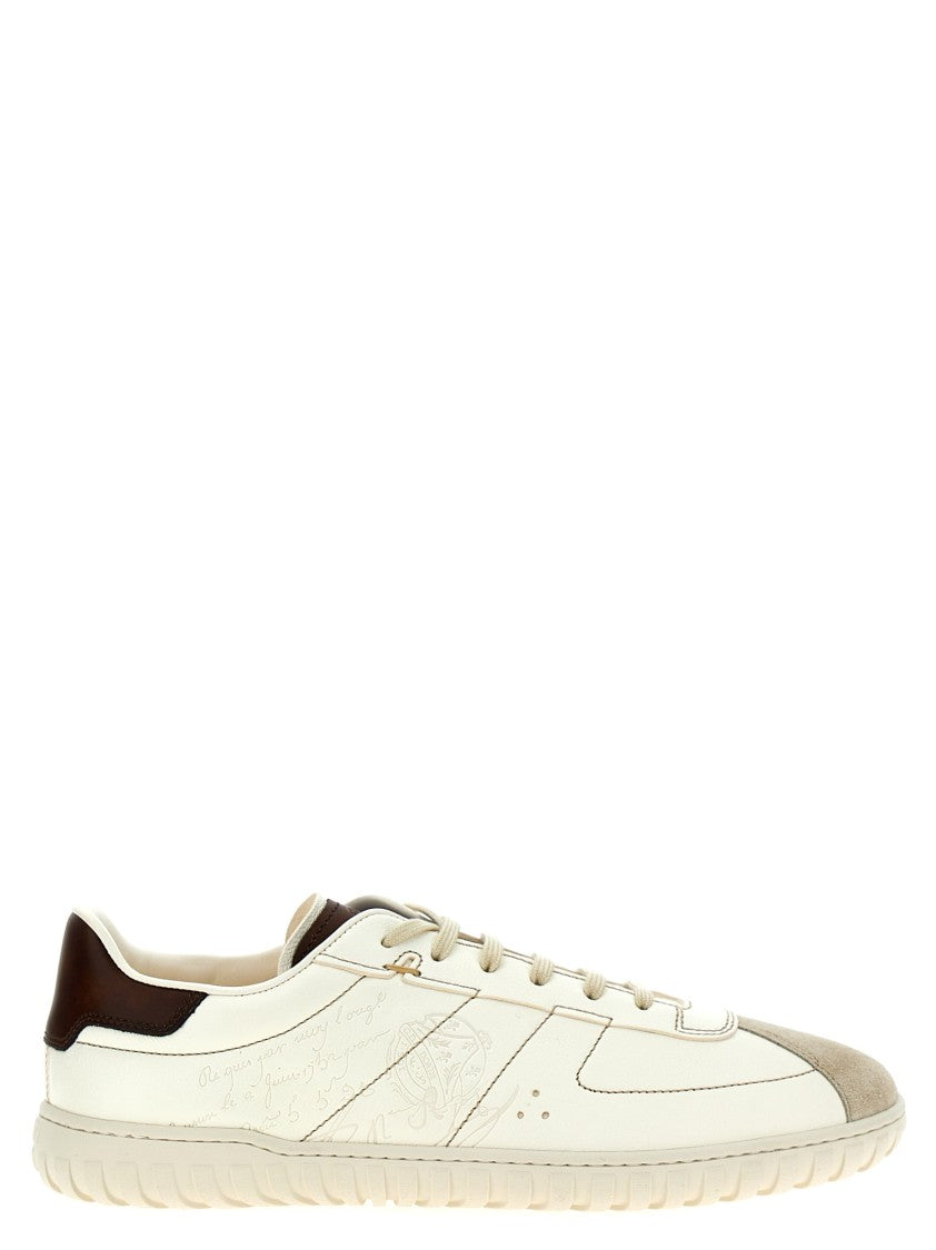 Berluti Embossed Leather Sneakers With Suede Accents