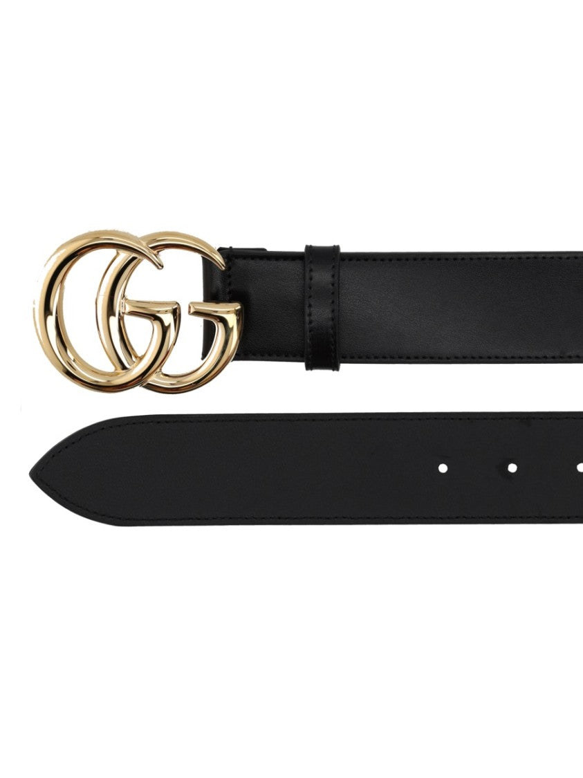 Gucci Gg Marmont Double G Black Leather Belt