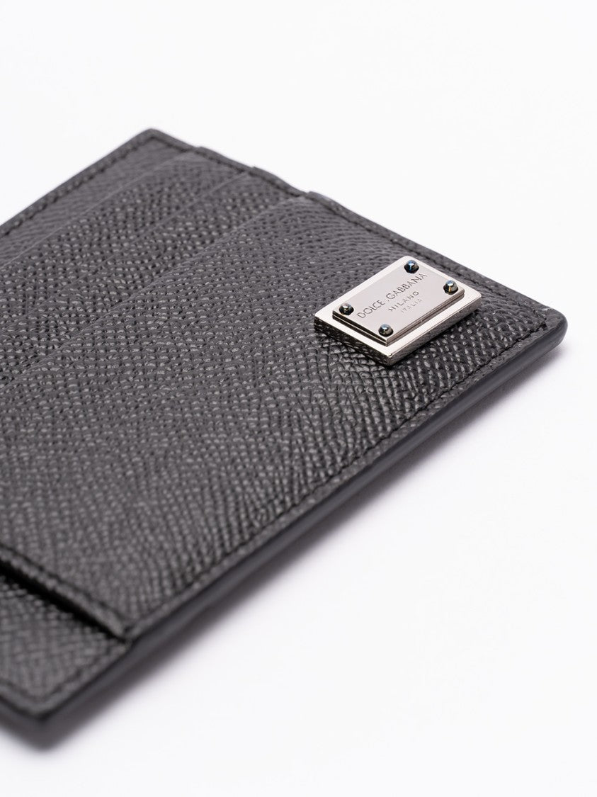 Dolce & Gabbana Textured Black Calf Leather Card Holder