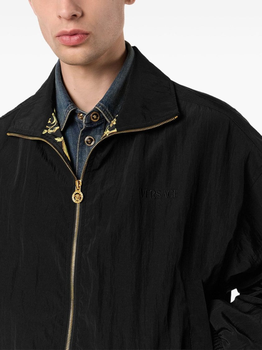 Versace Crinkled Black Nylon Windbreaker