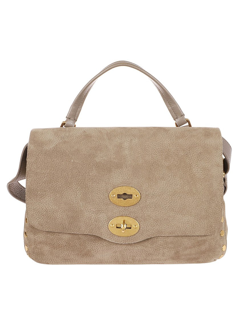 Zanellato Textured Leather Shoulder Bag With Gold Accents
