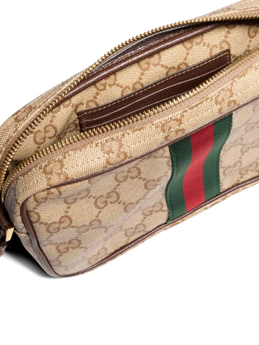 Gucci Monogram Web Stripe Rectangular Crossbody Wallet