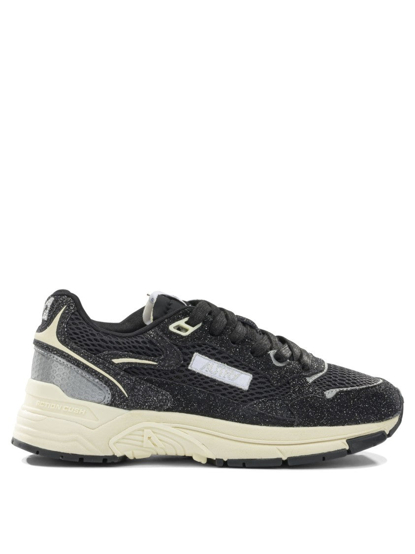 Autry Glitter-Finish Mesh And Leather Sneakers